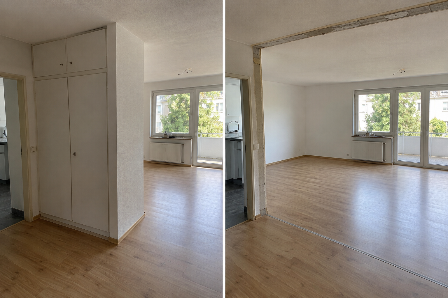 Beispiel vor und nach einer kleinen Abbrucharbeit